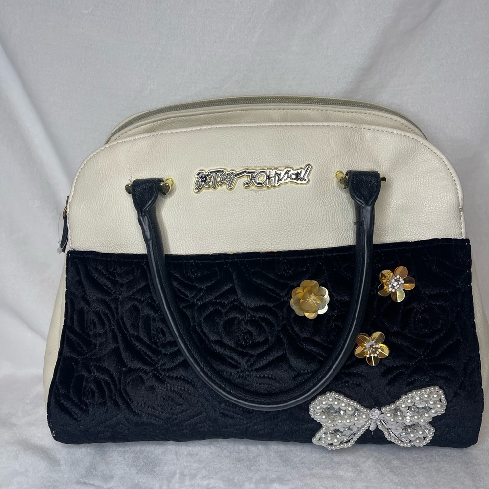 Betsey Johnson black and white handbag